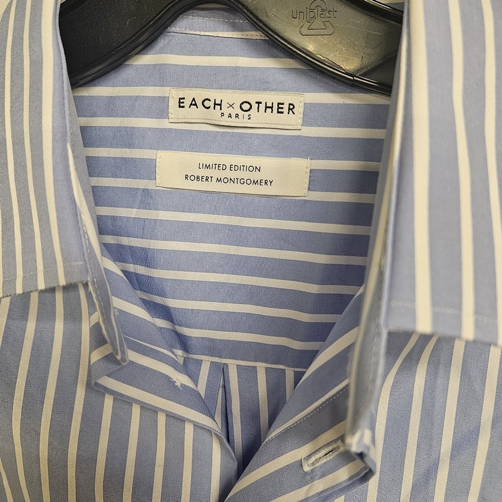 Each x Other Shirt Womens Small White Blue Stripe Paris Luxury Top Blouse - Picture 2 of 10